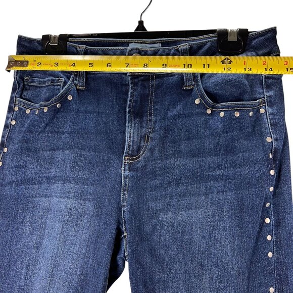 Ceros Denim Flared Studded Jeans Silver Side Rivets Womens 9/29 Retro Sylish - Picture 11 of 15